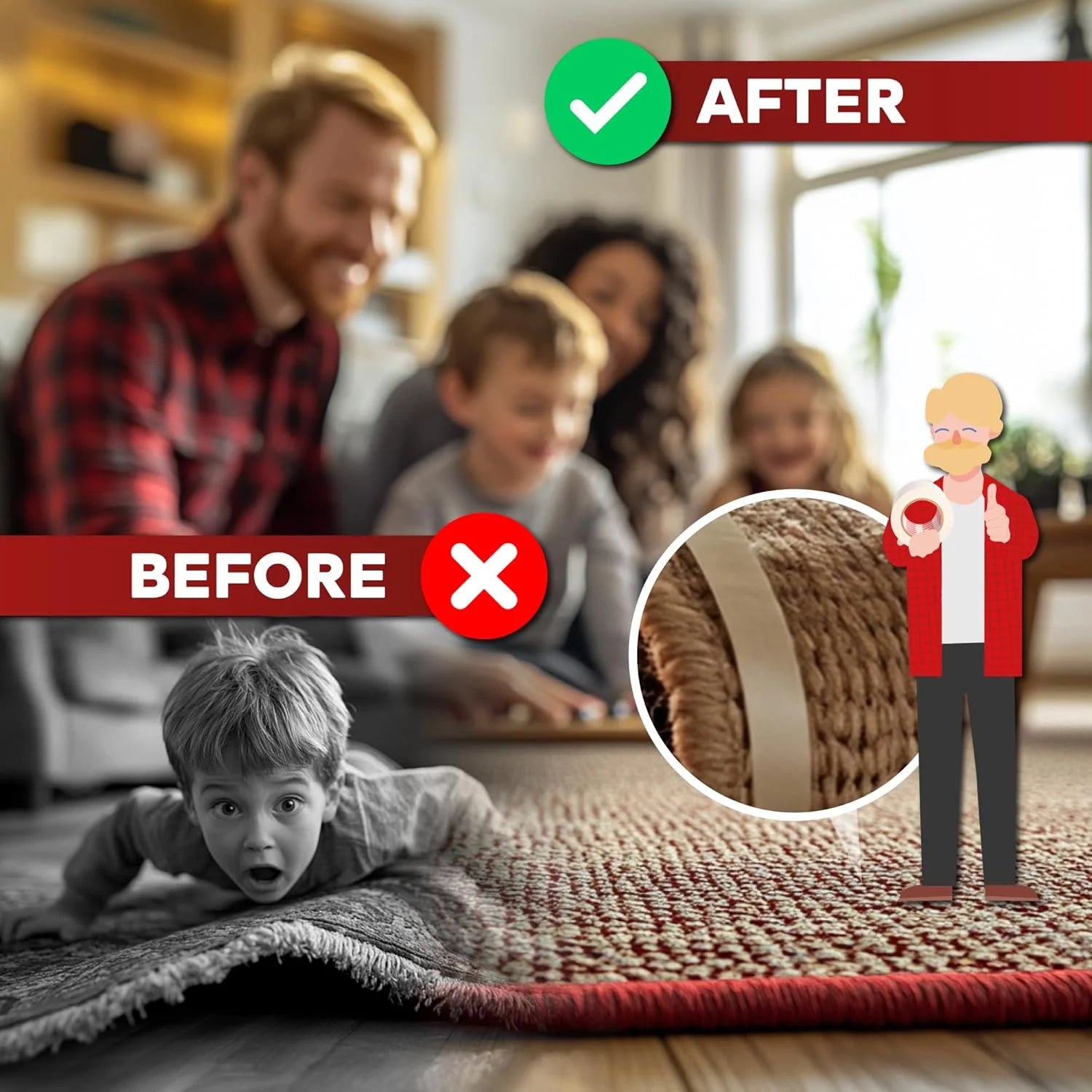 Carpet Tape, 2-Inch X 5 Yards Double-Sided for Underlayments, Hardwood and Vinyl Flooring