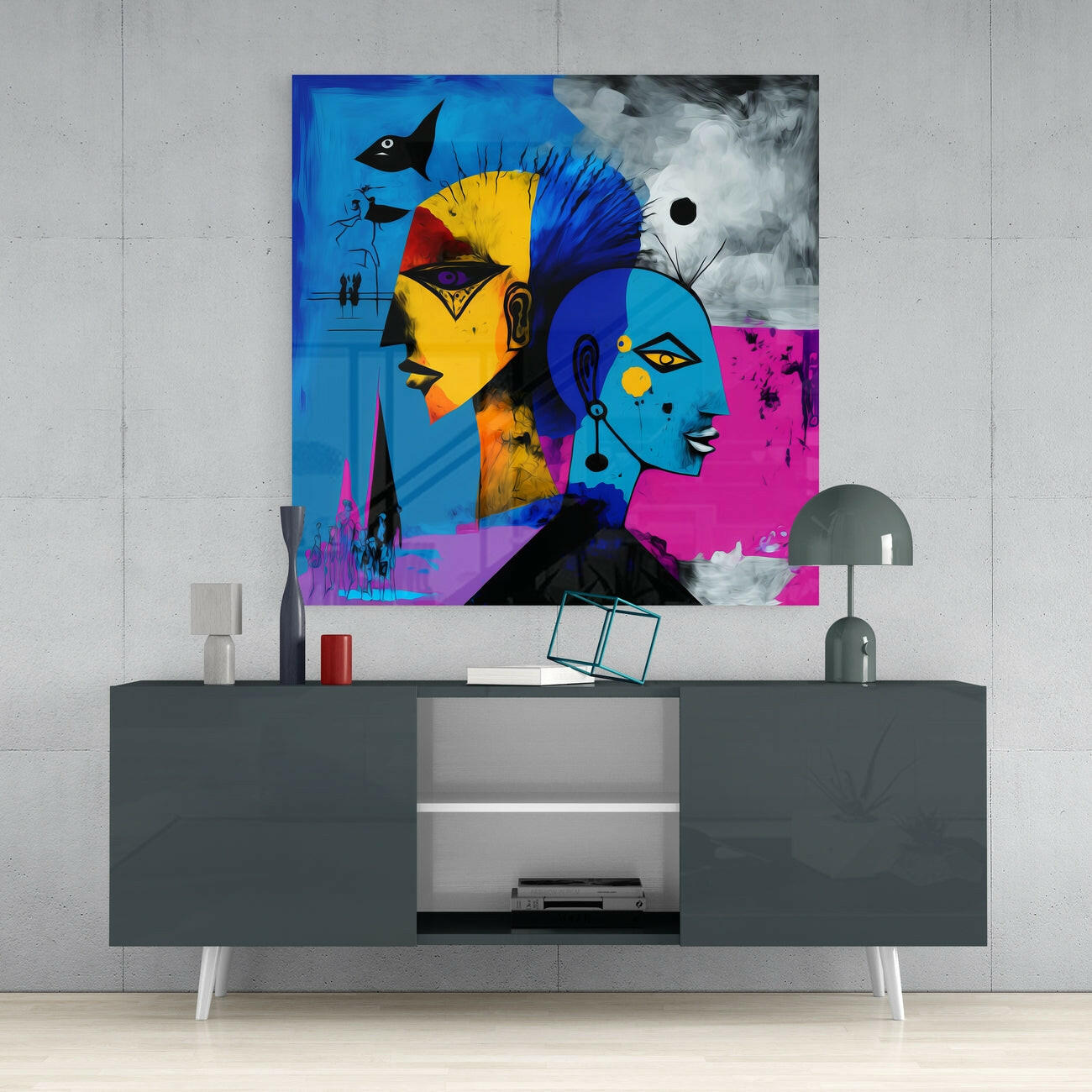 Picasso's Mind Glass Wall Art  || Designers Collection