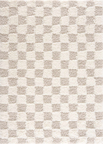Atira Light Brown Checkered Area Rug