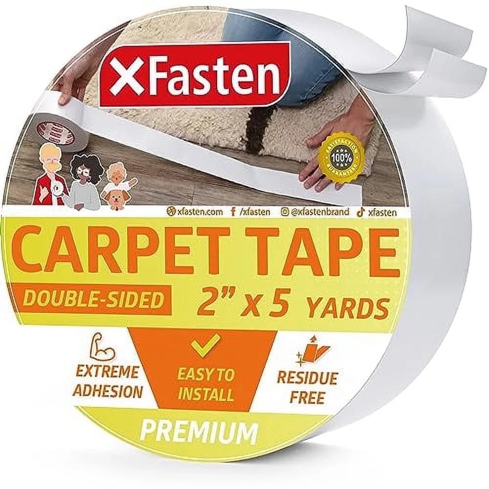Carpet Tape, 2-Inch X 5 Yards Double-Sided for Underlayments, Hardwood and Vinyl Flooring