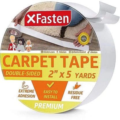 Carpet Tape, 2-Inch X 5 Yards Double-Sided for Underlayments, Hardwood and Vinyl Flooring